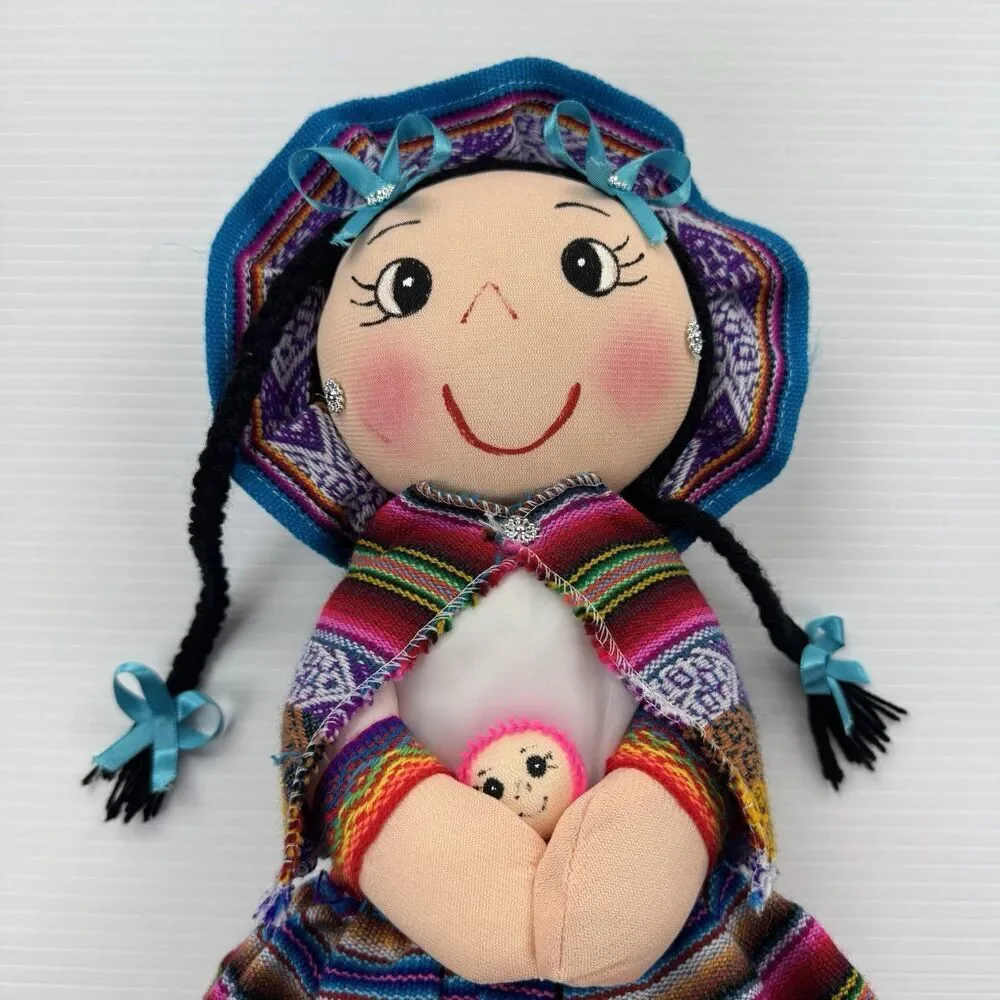 Peruvian Andean Cloth Doll Handmade Folk Art Textile Girl Figure Peru